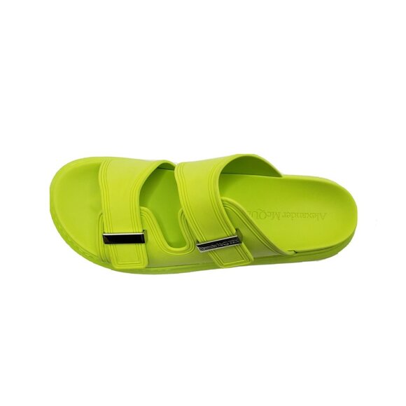 Alexander McQueen Hybrid Mens Slides Neon Green Rubber Double Buckle Size 11